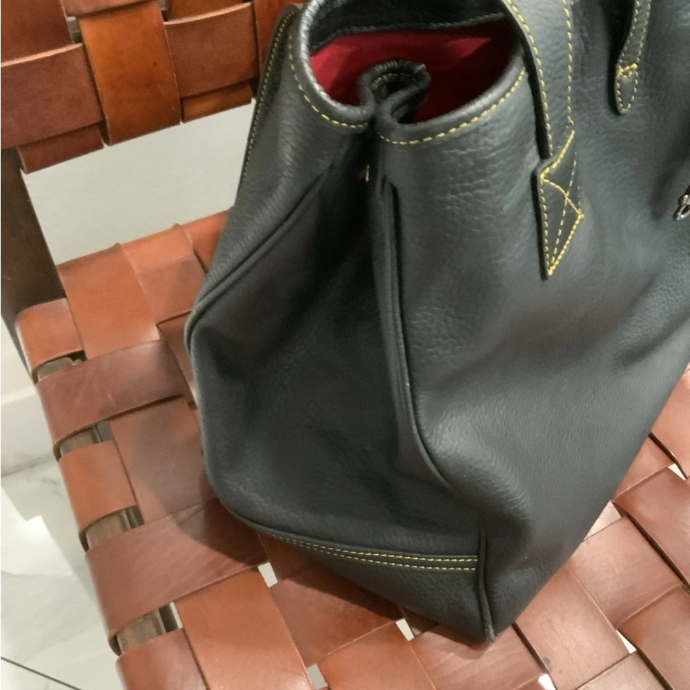 Dooney & Bourke Black Leather Tote with Gold Accents - Picture 4 of 16